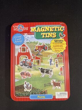 TS Shure Magnetic Farm Animal Self Container Tin &Toys